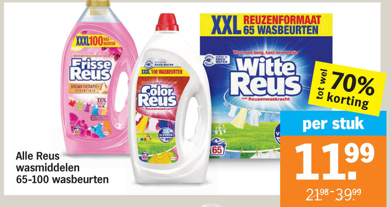 Witte Reus   wasmiddel folder aanbieding bij  Albert Heijn - details