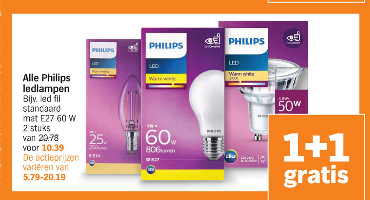 Philips   led lamp folder aanbieding bij  Albert Heijn - details