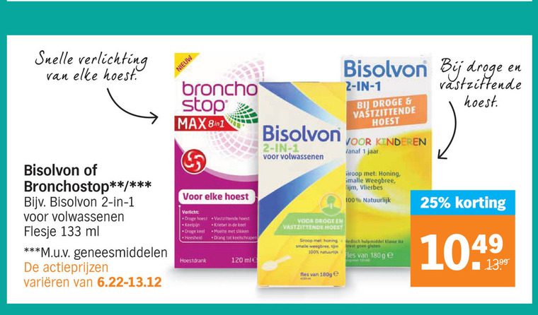 Bisolvon   hoestsiroop folder aanbieding bij  Albert Heijn - details