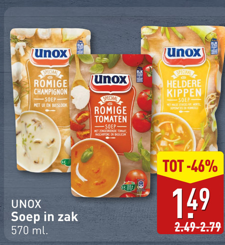 Unox   soep folder aanbieding bij  Aldi - details