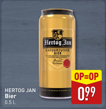 Hertog Jan   blikje bier folder aanbieding bij  Aldi - details