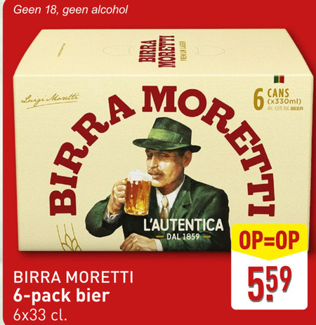 Birra Moretti   blikje bier folder aanbieding bij  Aldi - details