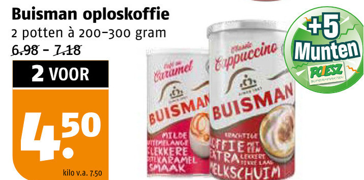 Buisman   oploskoffie folder aanbieding bij  Poiesz - details