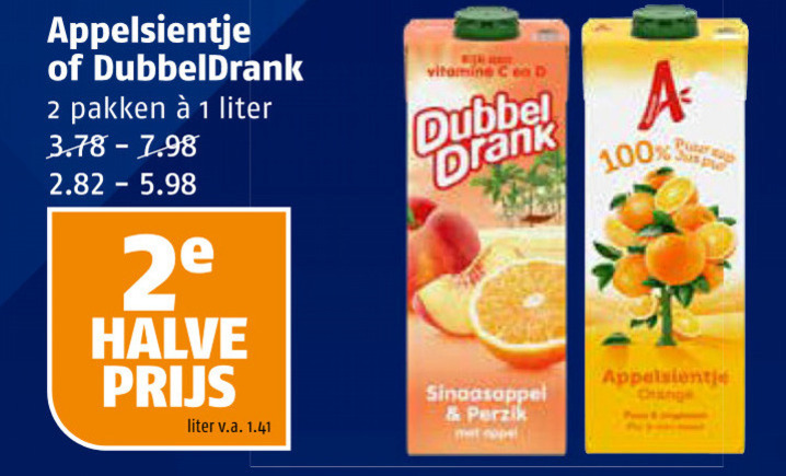 Dubbeldrank   fruitdrank folder aanbieding bij  Poiesz - details