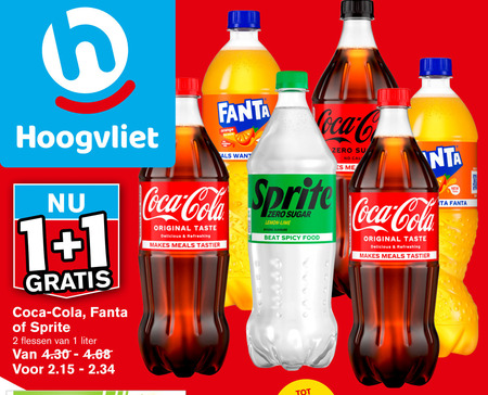 Fanta   frisdrank, cola folder aanbieding bij  Hoogvliet - details