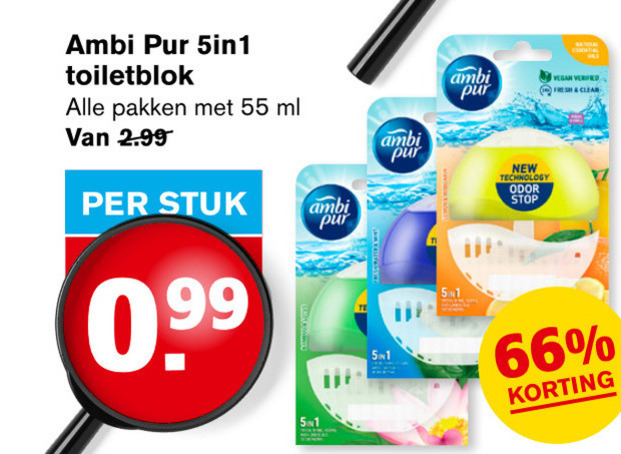 Ambi Pur   toiletblok folder aanbieding bij  Hoogvliet - details