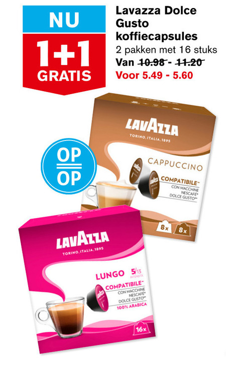 Lavazza   dolce gusto capsules folder aanbieding bij  Hoogvliet - details