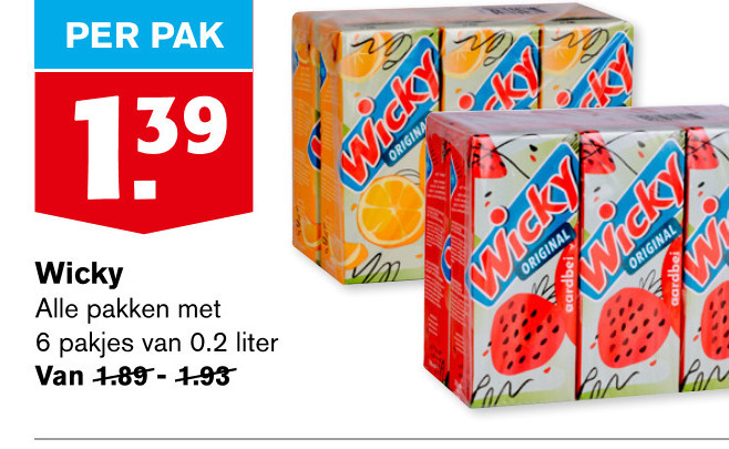 Wicky   fruitdrank folder aanbieding bij  Hoogvliet - details