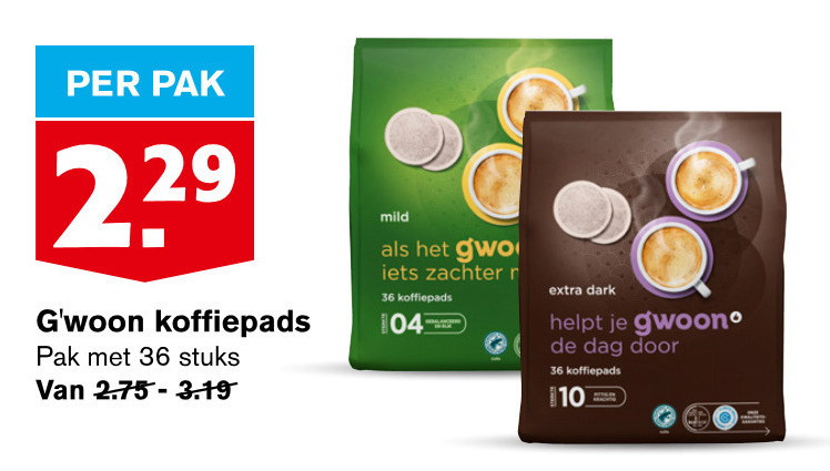 Gwoon   koffiepad folder aanbieding bij  Hoogvliet - details