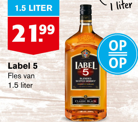 Label 5   whisky folder aanbieding bij  Hoogvliet - details