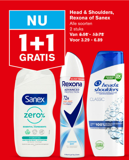 Sanex   douchegel, deodorant folder aanbieding bij  Hoogvliet - details