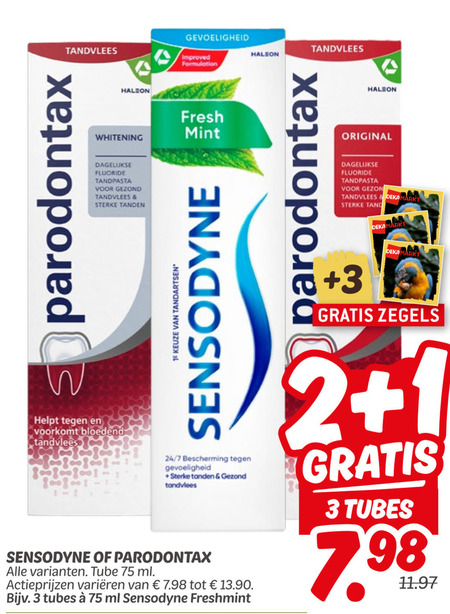 Sensodyne   tandpasta folder aanbieding bij  Dekamarkt - details