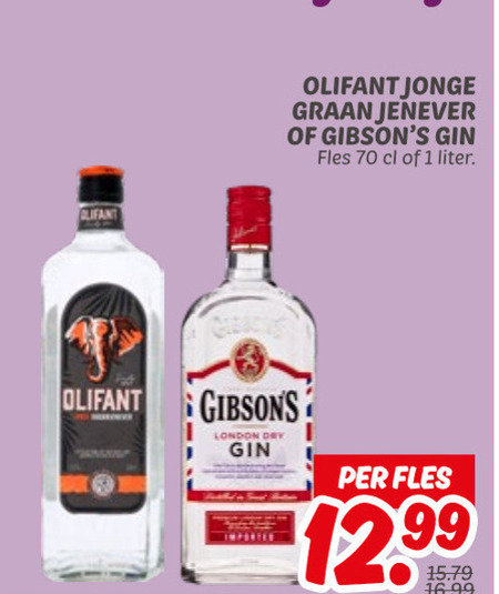 Olifant   jenever, gin folder aanbieding bij  Dekamarkt - details