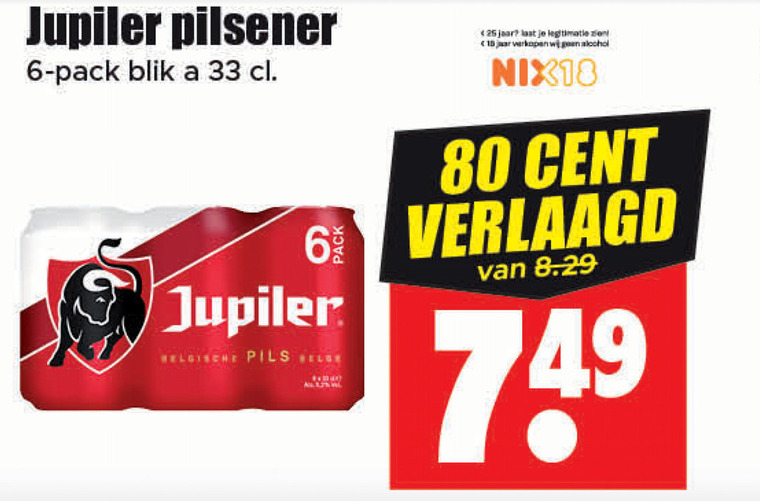 Jupiler   blikje bier folder aanbieding bij  Dirk - details