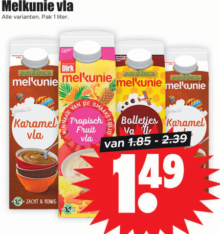 Melkunie   vla folder aanbieding bij  Dirk - details