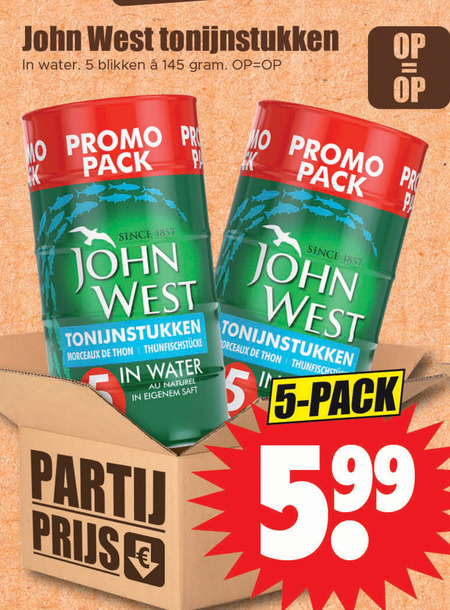 John West   tonijn in blik folder aanbieding bij  Dirk - details