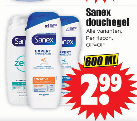 Sanex   douchegel folder aanbieding bij  Dirk - details