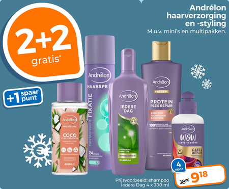 Andrelon   hairspray, haarverzorging folder aanbieding bij  Trekpleister - details