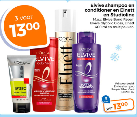 Elvive   shampoo, haargel folder aanbieding bij  Trekpleister - details