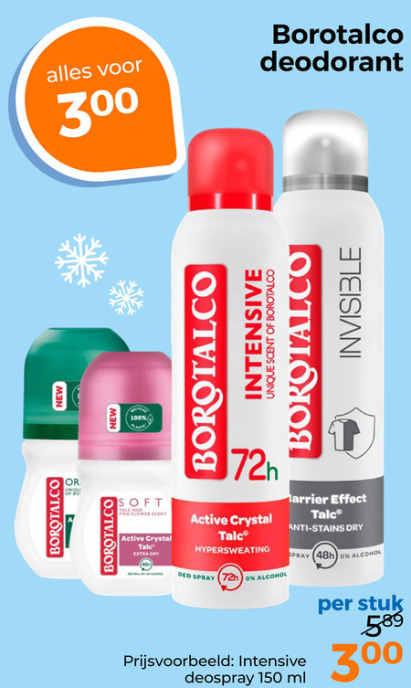 Borotalco   deodorant folder aanbieding bij  Trekpleister - details