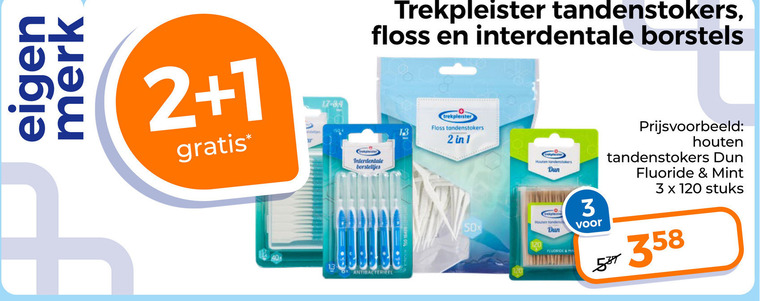 Trekpleister Huismerk   tandenstokers, interdentale ragers folder aanbieding bij  Trekpleister - details