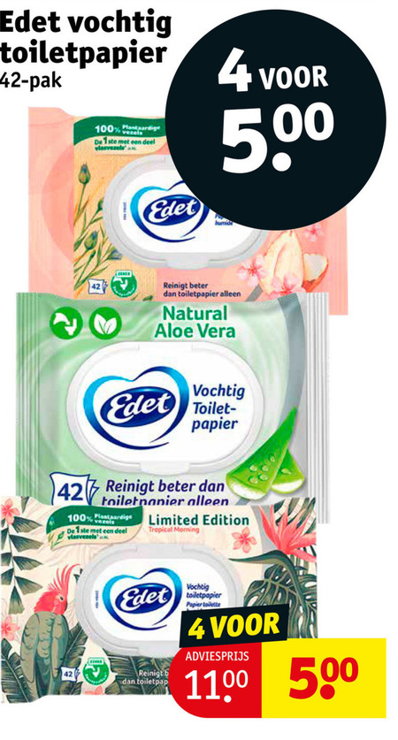 Edet   vochtig toiletpapier folder aanbieding bij  Kruidvat - details