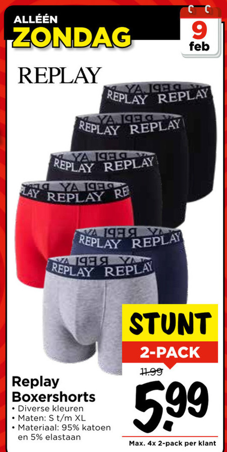 Replay   heren boxershort folder aanbieding bij  Vomar - details