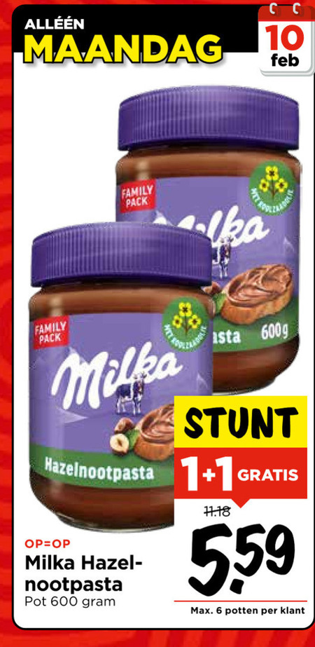 Milka   hazelnootpasta folder aanbieding bij  Vomar - details