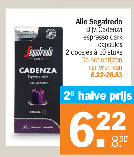 Segafredo   koffiecups, koffiebonen folder aanbieding bij  Albert Heijn - details