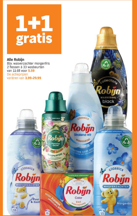 Robijn   wasmiddel, wasverzachter folder aanbieding bij  Albert Heijn - details