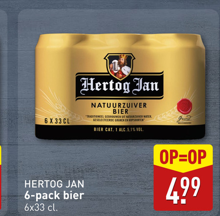 Hertog Jan   blikje bier folder aanbieding bij  Aldi - details