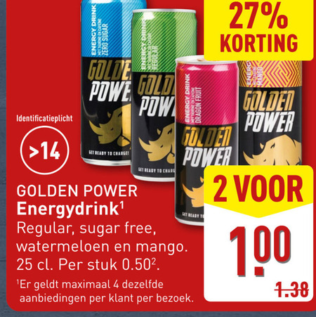 Golden Power   energiedrank folder aanbieding bij  Aldi - details