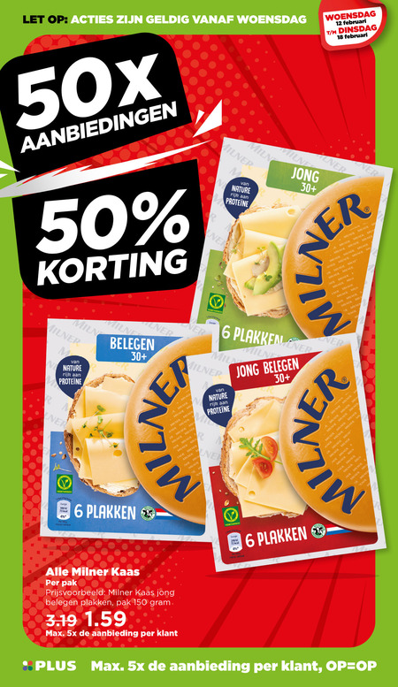 Milner   kaas folder aanbieding bij  Plus - details