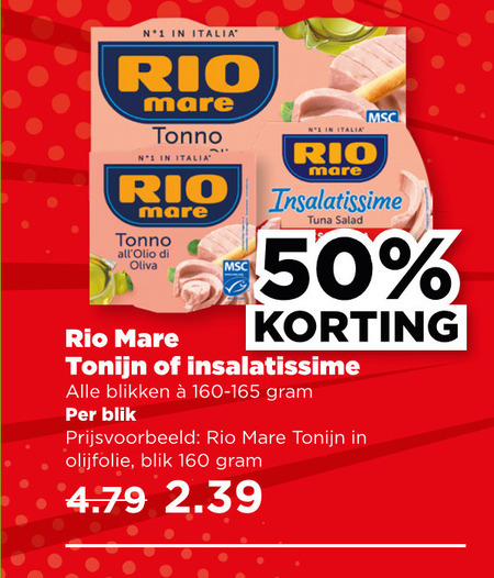 Rio Mare   tonijn in blik folder aanbieding bij  Plus - details