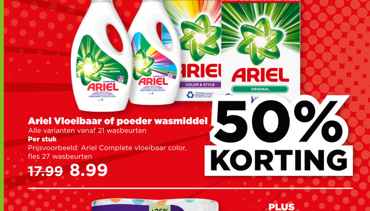 Ariel   wasmiddel folder aanbieding bij  Plus - details