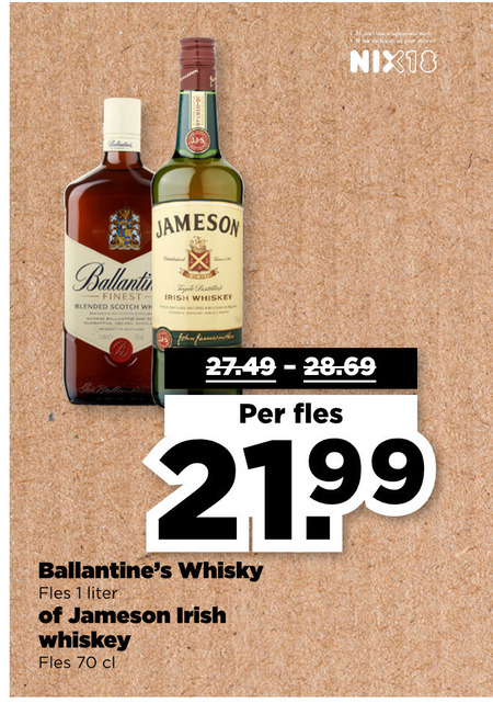 Ballantines   whisky folder aanbieding bij  Plus - details