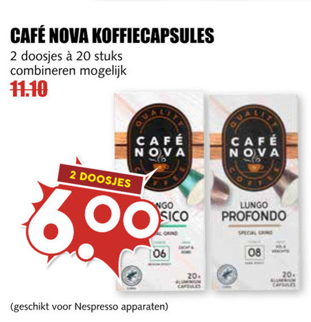 Cafe Nova   koffiecups folder aanbieding bij  MCD Supermarkt Basis - details