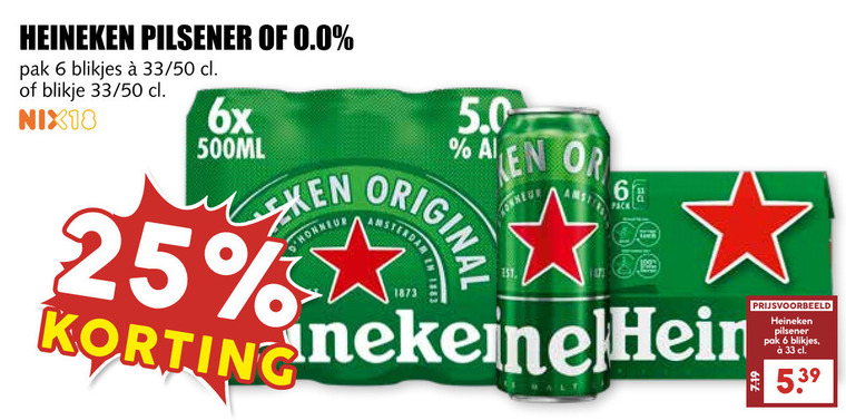 Heineken 0.0   blikje bier folder aanbieding bij  MCD Supermarkt Basis - details