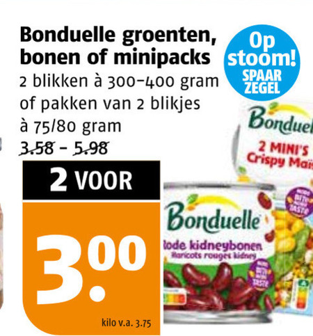 Bonduelle   groenteconserven folder aanbieding bij  Poiesz - details