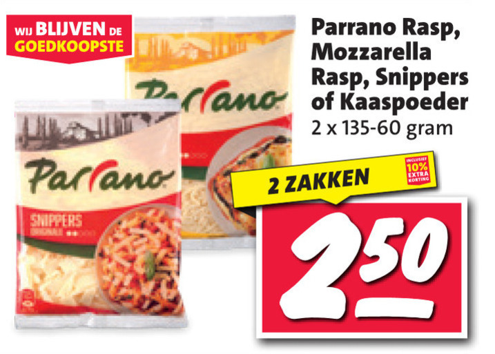 Parrano   geraspte kaas folder aanbieding bij  Nettorama - details