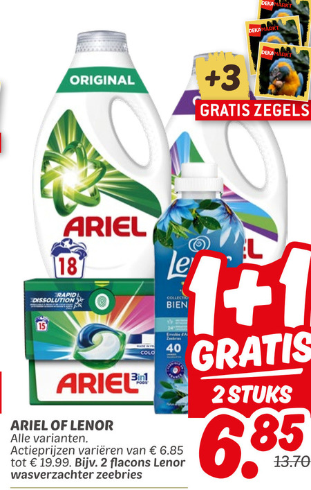 Ariel   wasverzachter, wasmiddel folder aanbieding bij  Dekamarkt - details