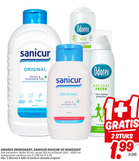 Sanicur   deodorant, douchegel folder aanbieding bij  Dekamarkt - details