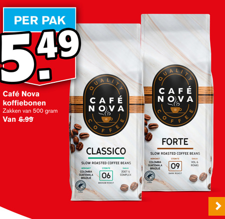 Cafe Nova   koffiebonen folder aanbieding bij  Hoogvliet - details