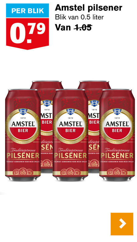 Amstel   blikje bier folder aanbieding bij  Hoogvliet - details