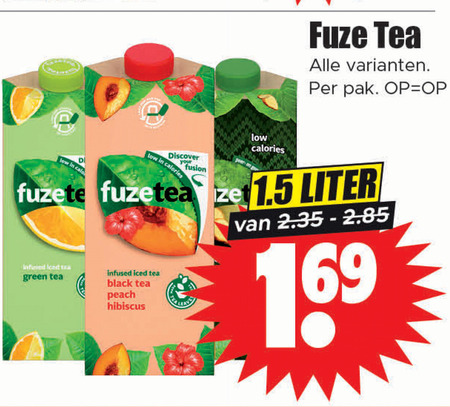 Fuze Tea   ice tea folder aanbieding bij  Dirk - details