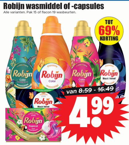 Robijn   wasmiddel folder aanbieding bij  Dirk - details