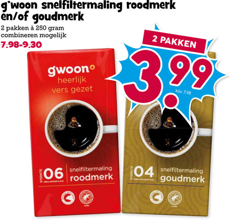 Gwoon   koffie folder aanbieding bij  Boons Markt - details