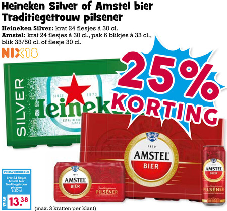 Heineken Silver   blikje bier, krat bier folder aanbieding bij  Boons Markt - details