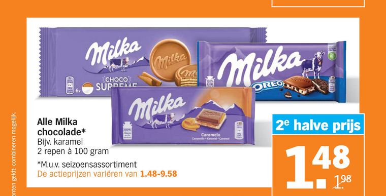 Milka   chocolade folder aanbieding bij  Albert Heijn - details