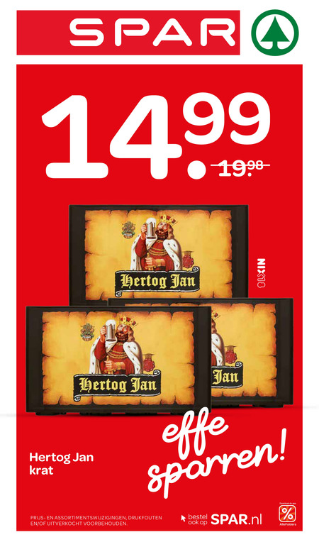 Hertog Jan   krat bier folder aanbieding bij  Spar - details